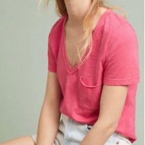 Anthropologie t.la pink v-neck short sleeve tee XS